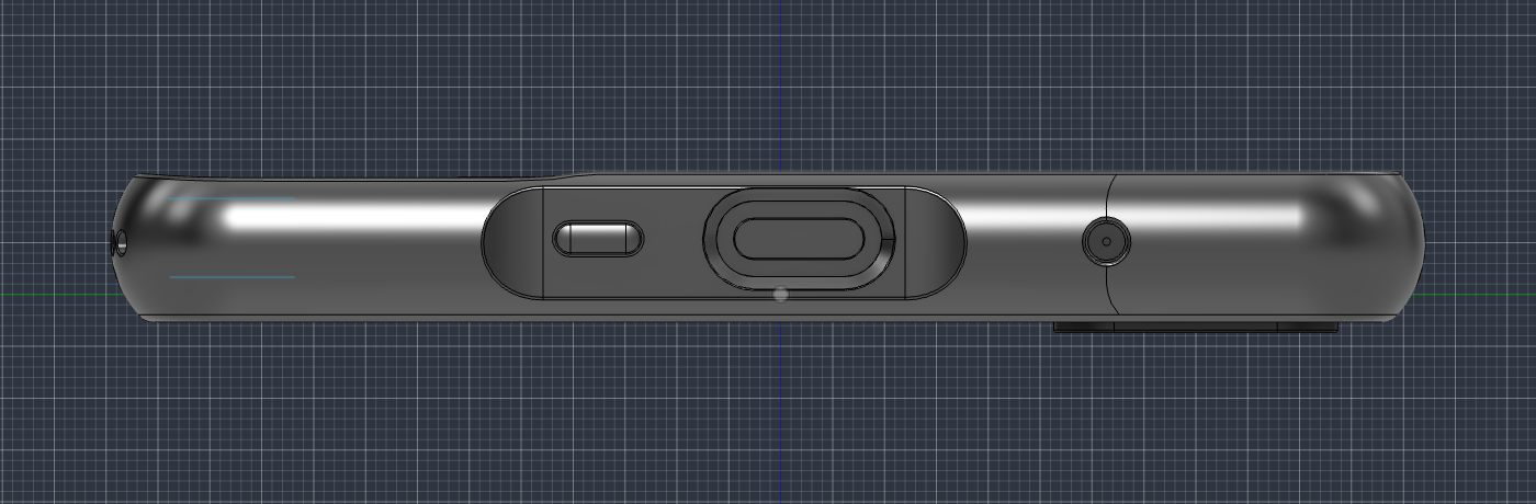 Side profile of the CAD model showing the independent key placement